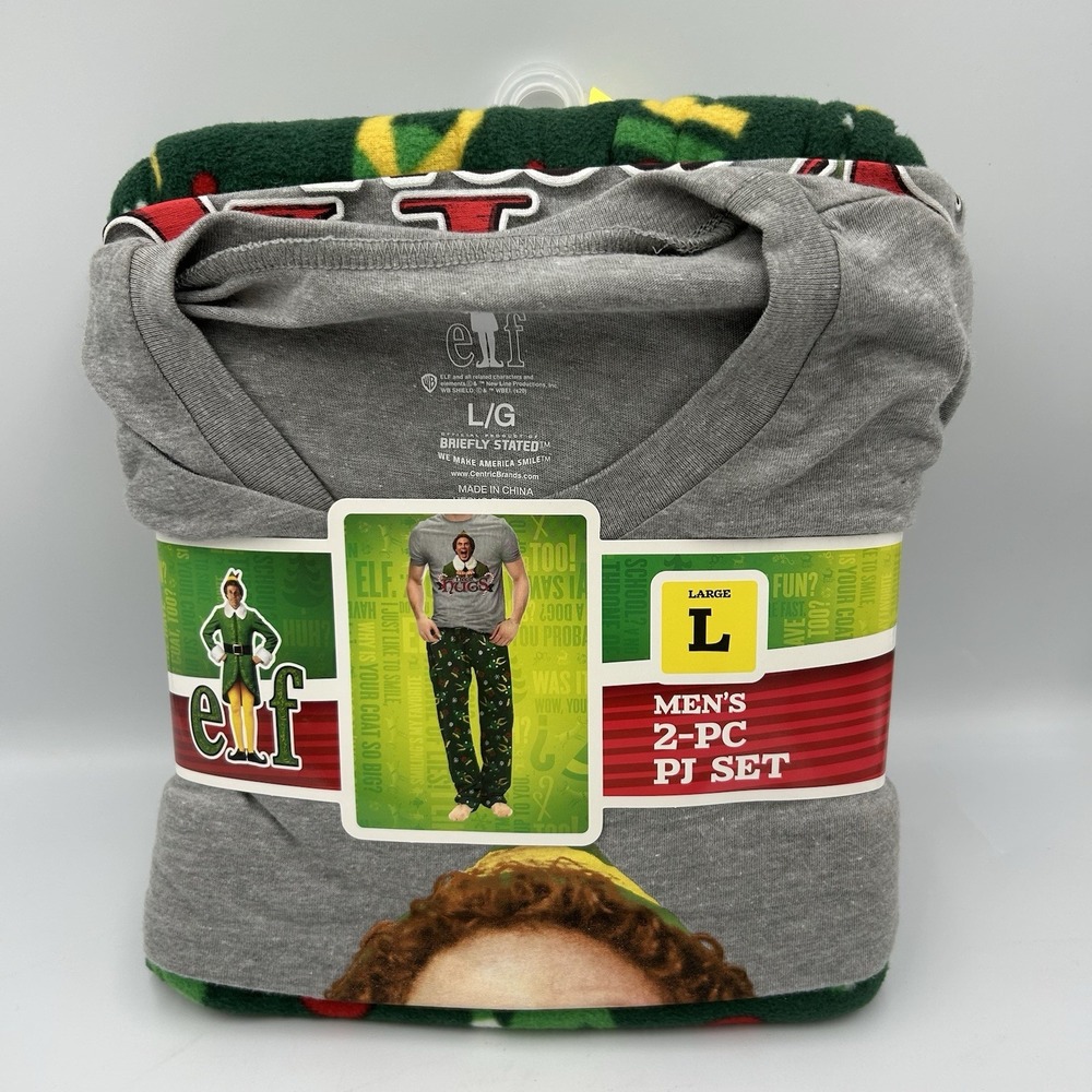 New Men's Elf Movie PJ Set Buddy the Elf says‎ Need Hugs Size Large